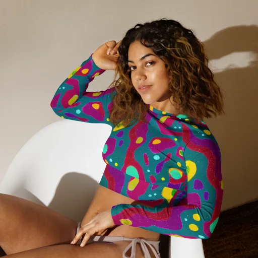 Aqua Psyche on a Long Sleeve Crop Top