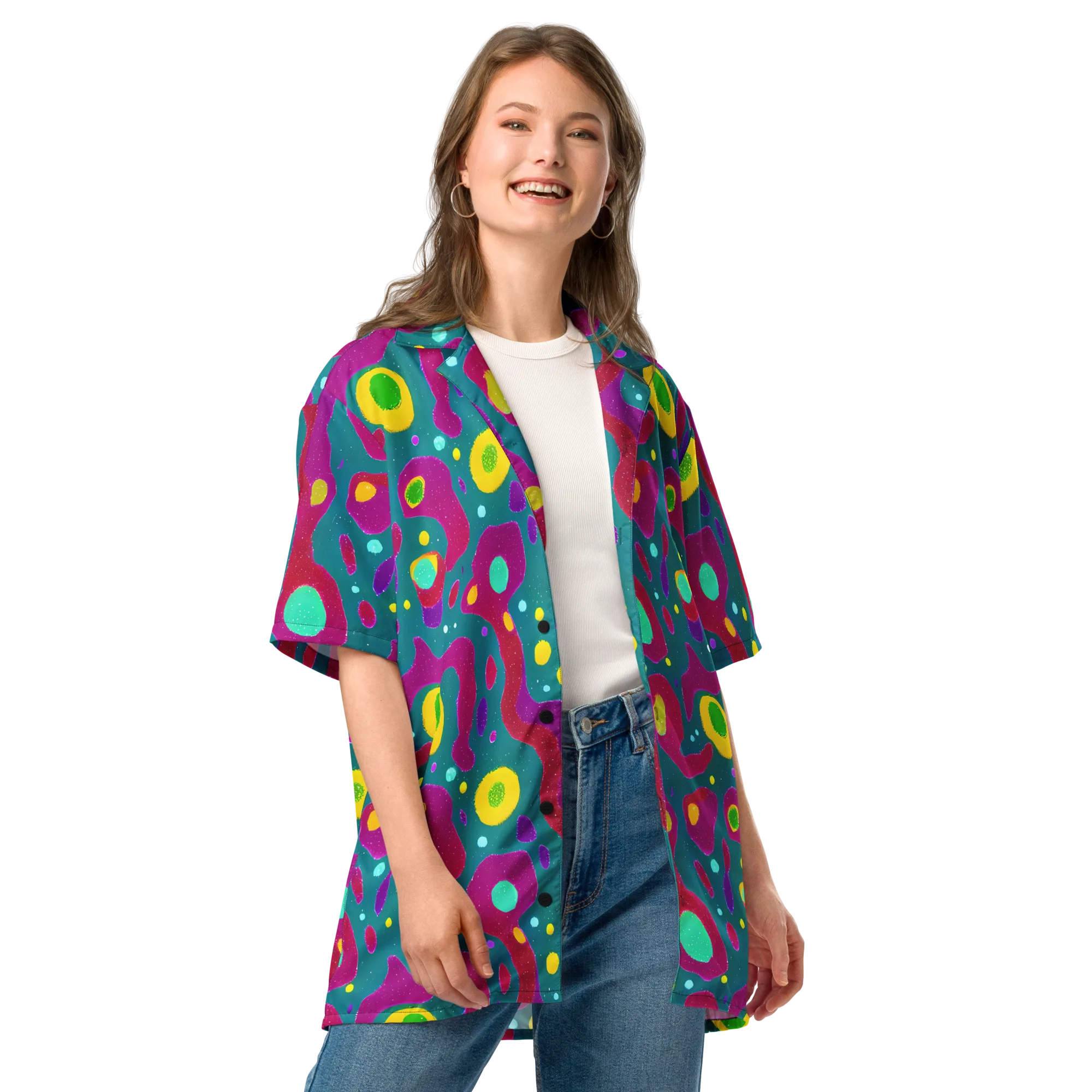 Aqua Psyche on Button Shirt — Front