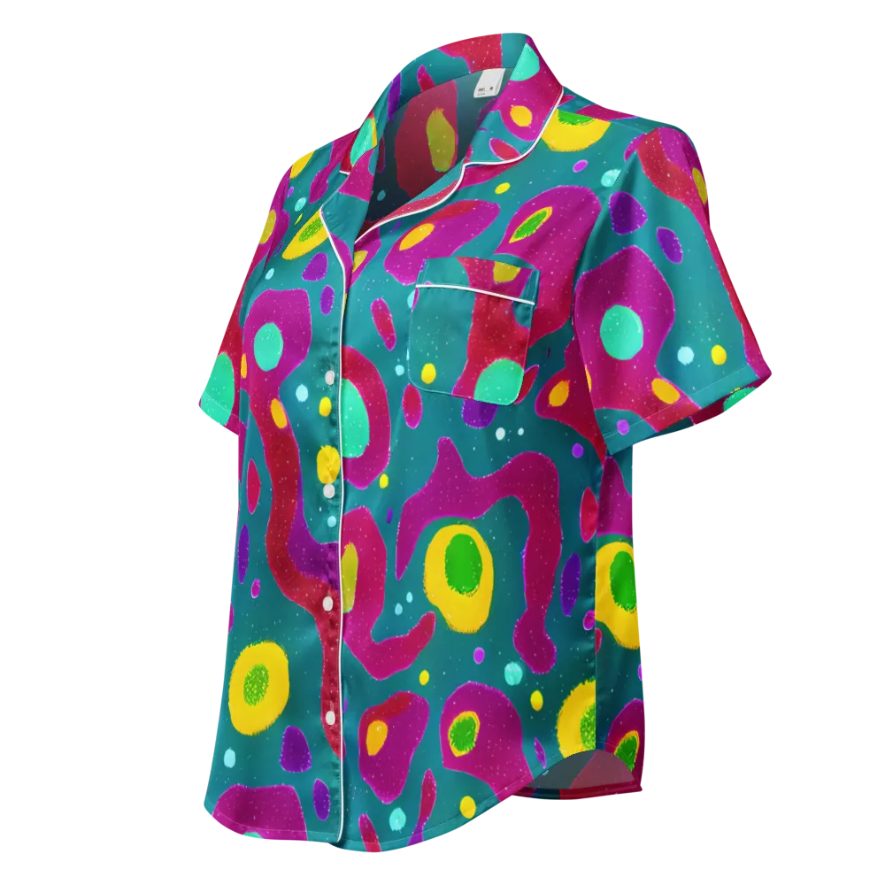 Aqua Psyche on Women's Short Sleeve Pajama Top — Left Front