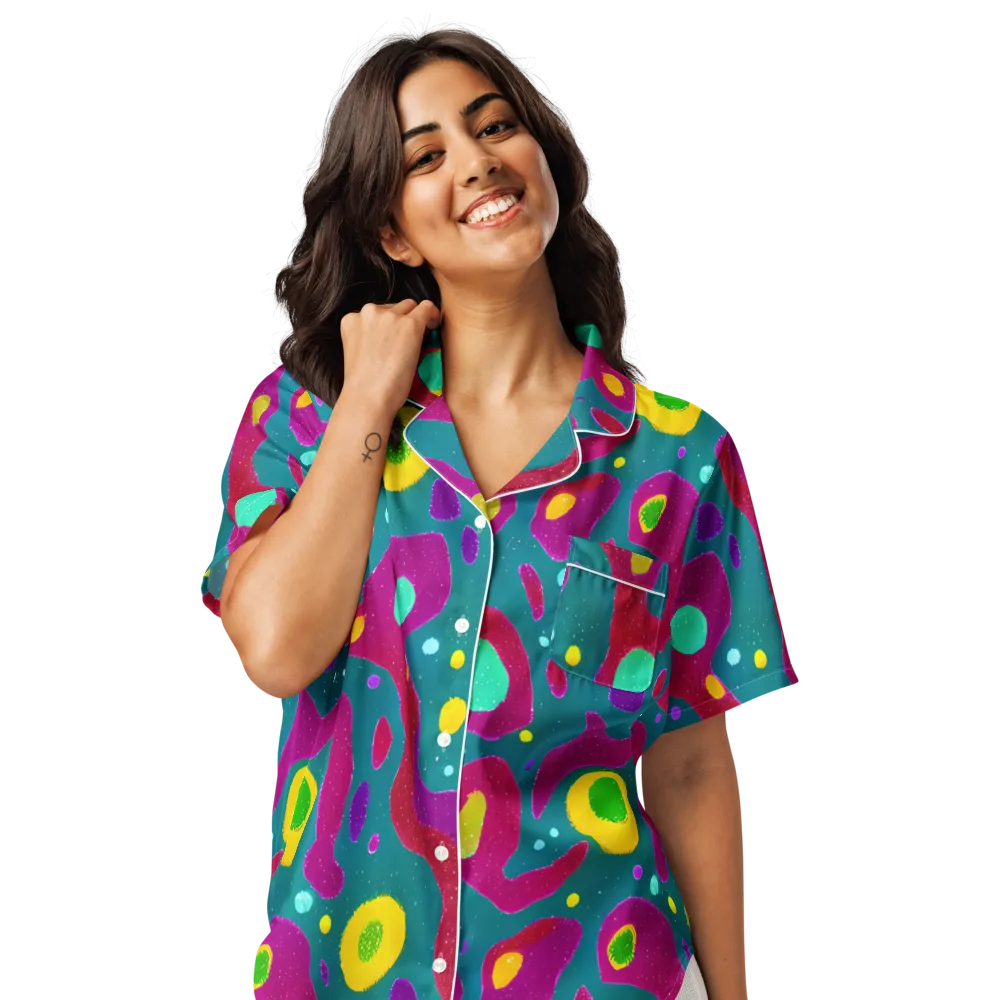 Aqua Psyche on Women's Short Sleeve Pajama Top — Front