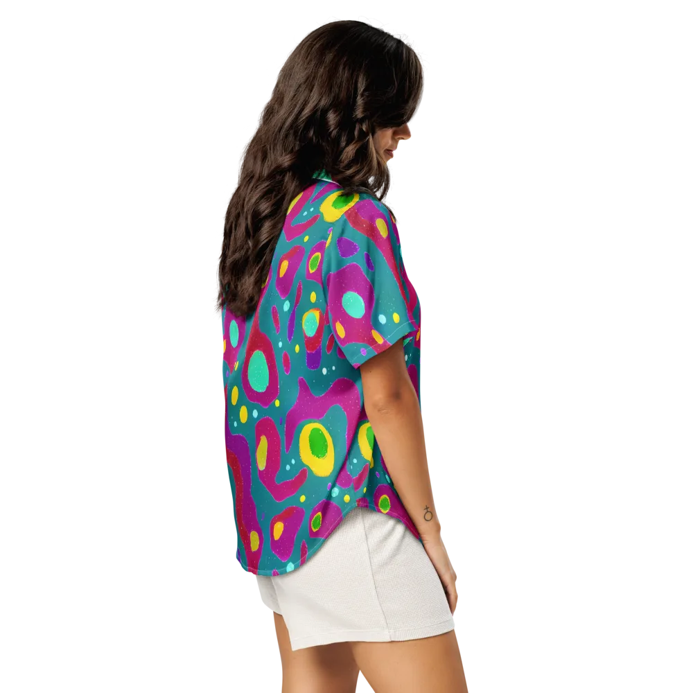 Aqua Psyche on Women's Short Sleeve Pajama Top — Right Back