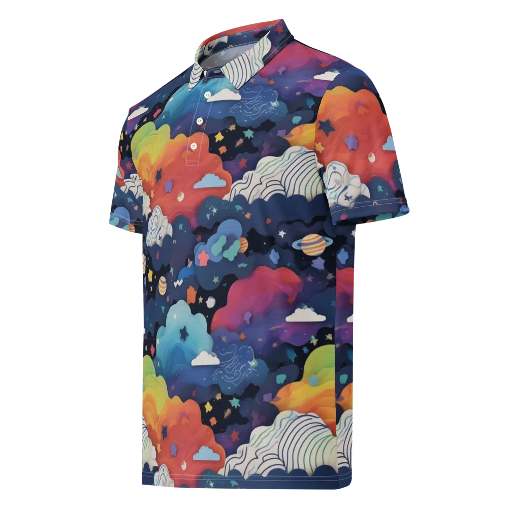 Nebula Rainbow on Men's Slim Fit Polo Shirt — Left Front