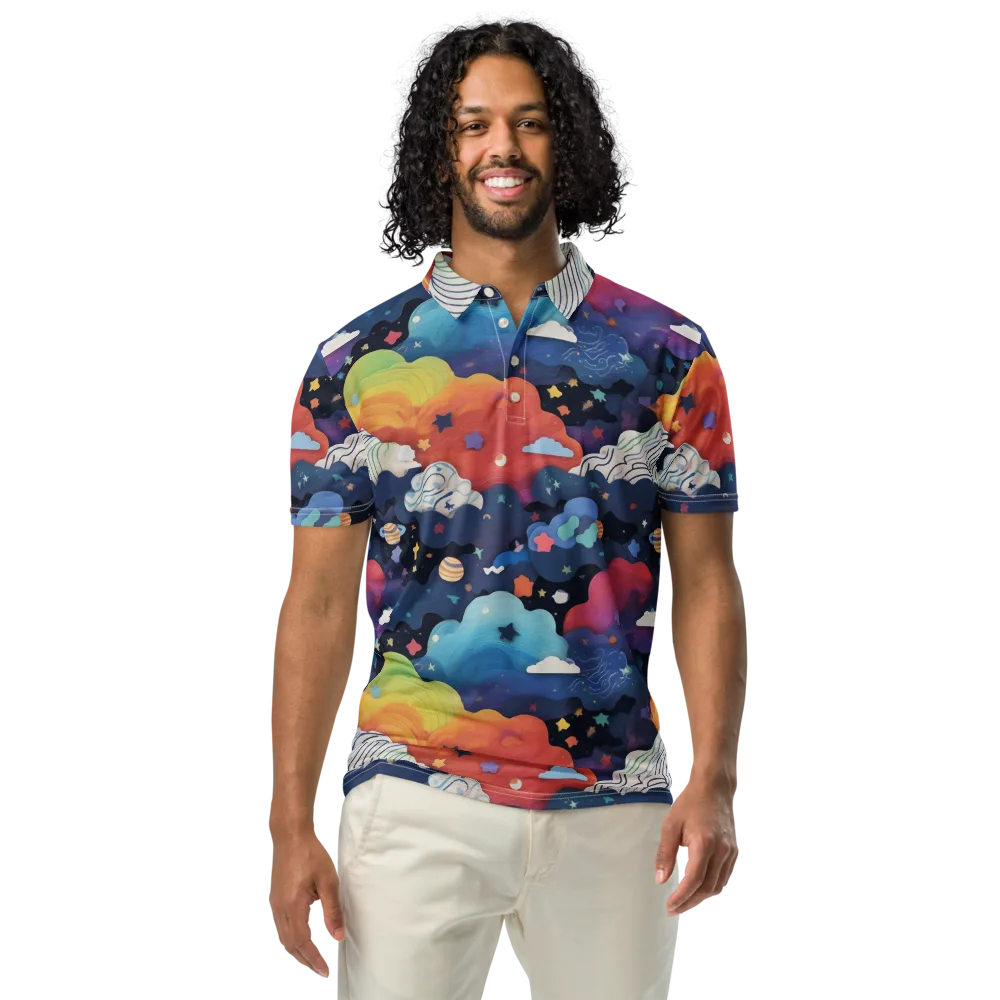 Nebula Rainbow on Men's Slim Fit Polo Shirt — Front