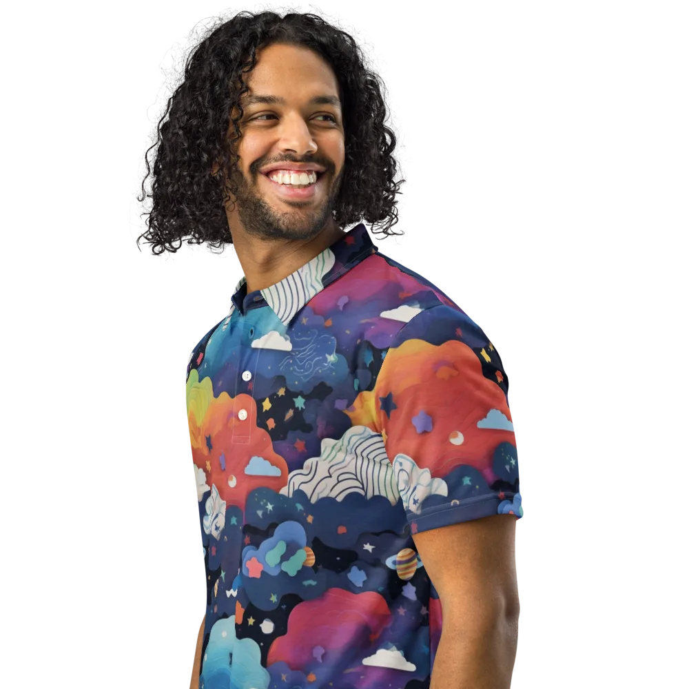 Nebula Rainbow on Men's Slim Fit Polo Shirt — Left Front