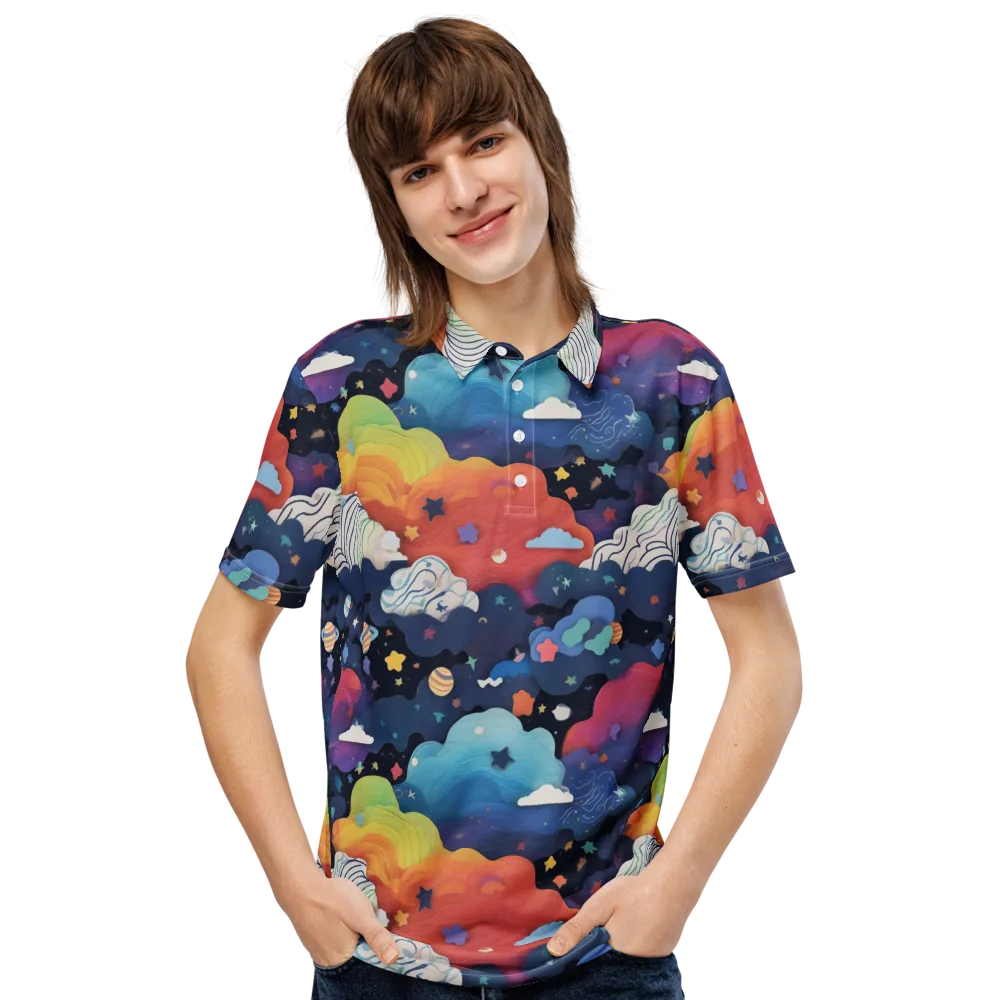 Nebula Rainbow on Men's Slim Fit Polo Shirt — Front