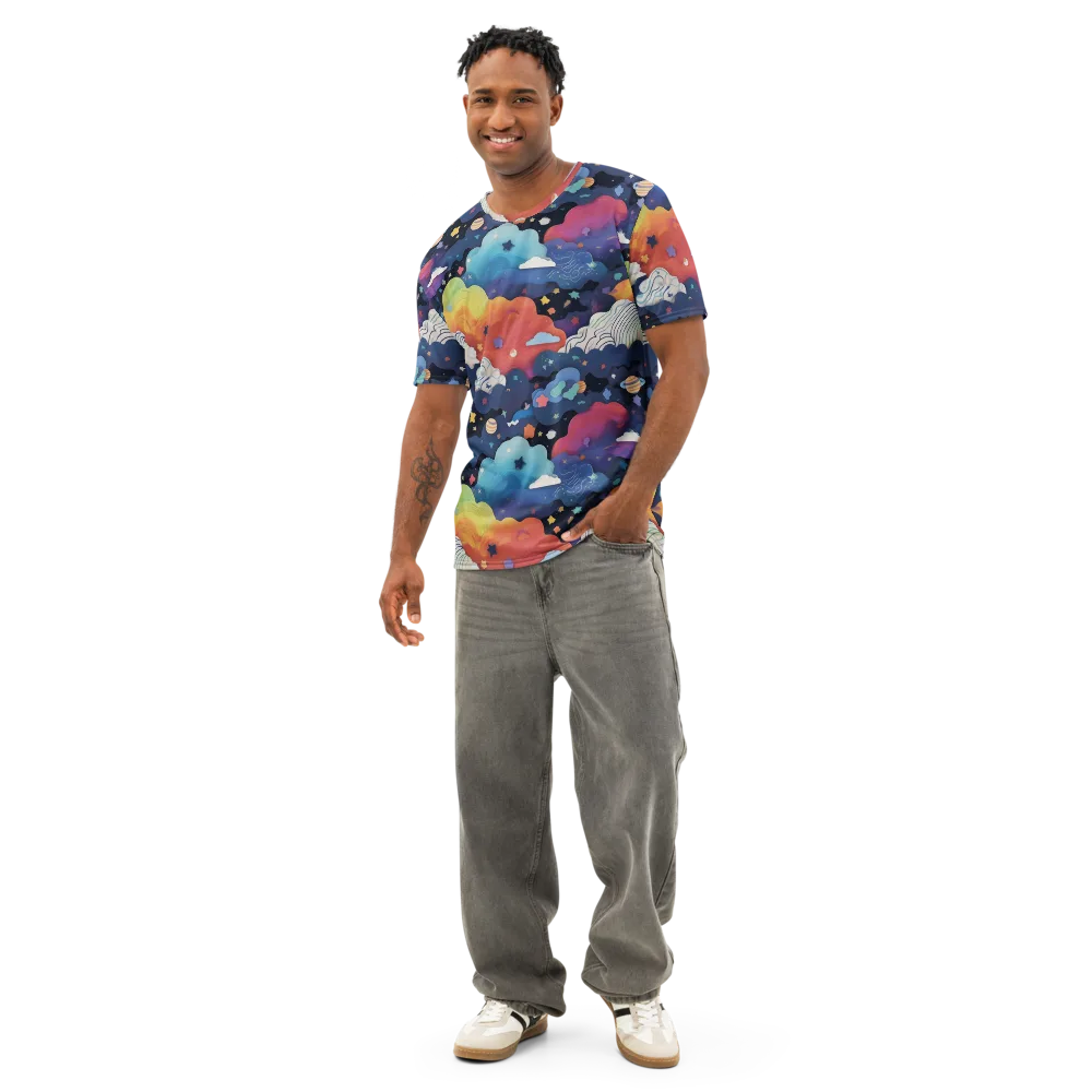 Nebula Rainbow on Men's Cotton Crew Neck T-Shirt — Front