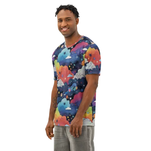 Nebula Rainbow on a Men's Cotton Crew Neck T-Shirt
