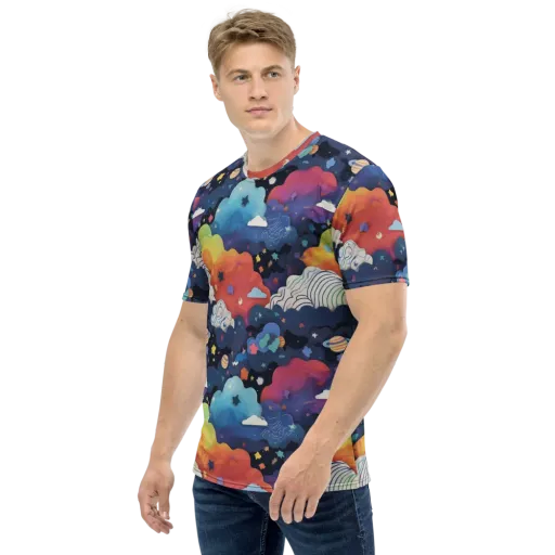 Nebula Rainbow on a Men's Crew Neck T-Shirt