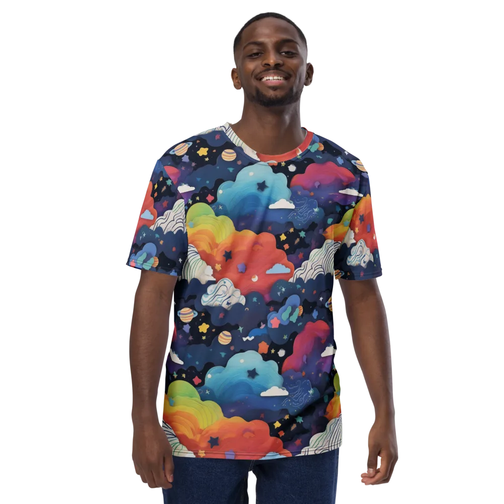 Nebula Rainbow on Men's Crew Neck T-Shirt — Front