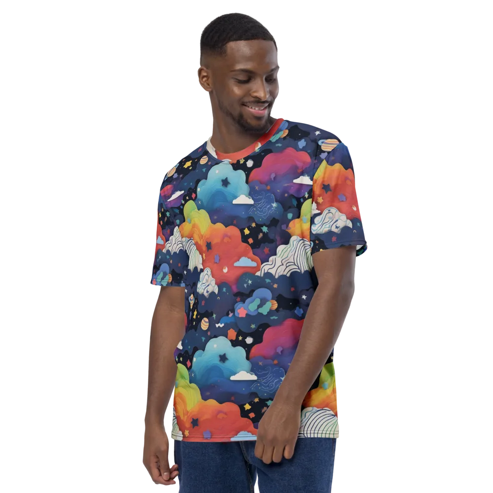Nebula Rainbow on Men's Crew Neck T-Shirt — Left
