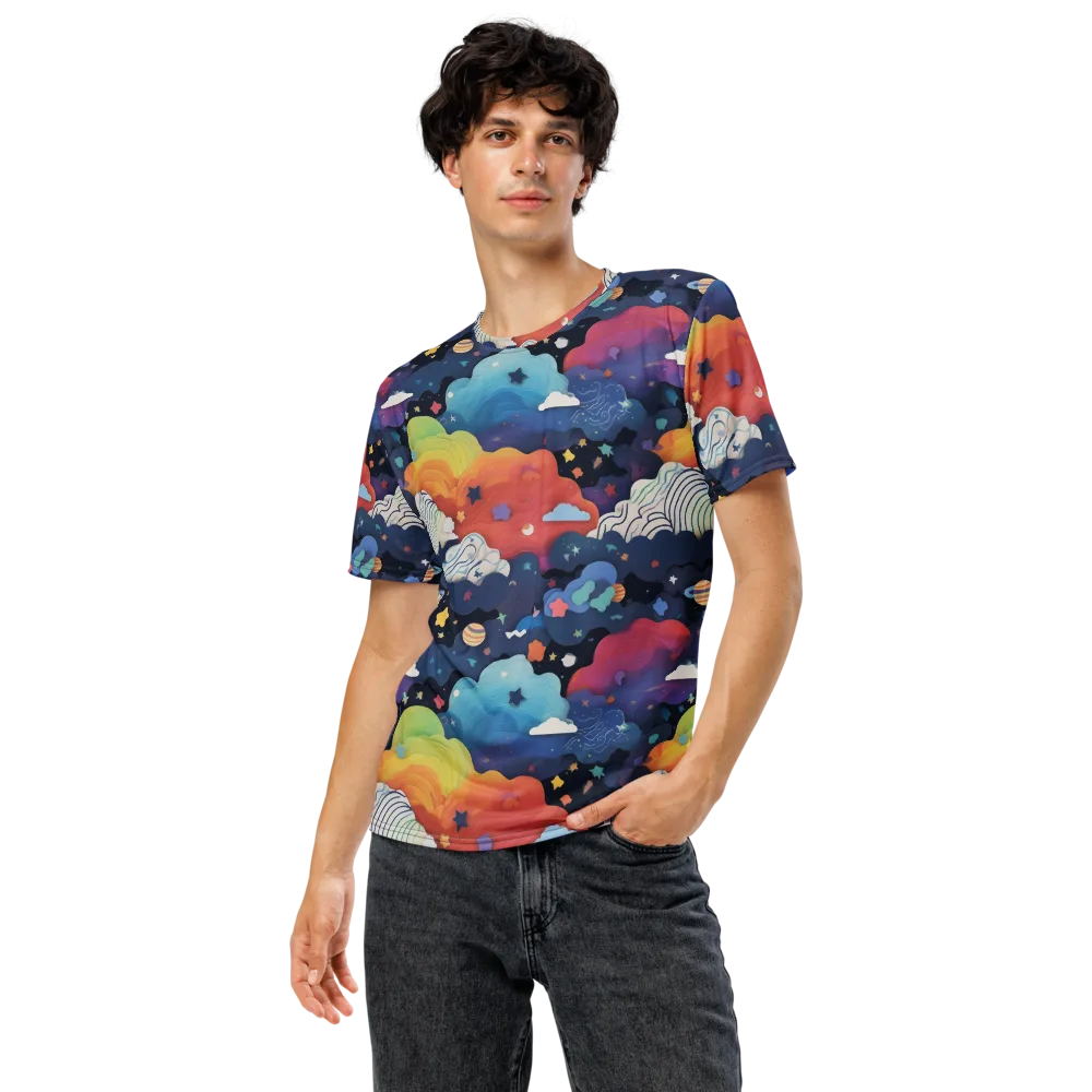 Nebula Rainbow on Men's Crew Neck T-Shirt — Front