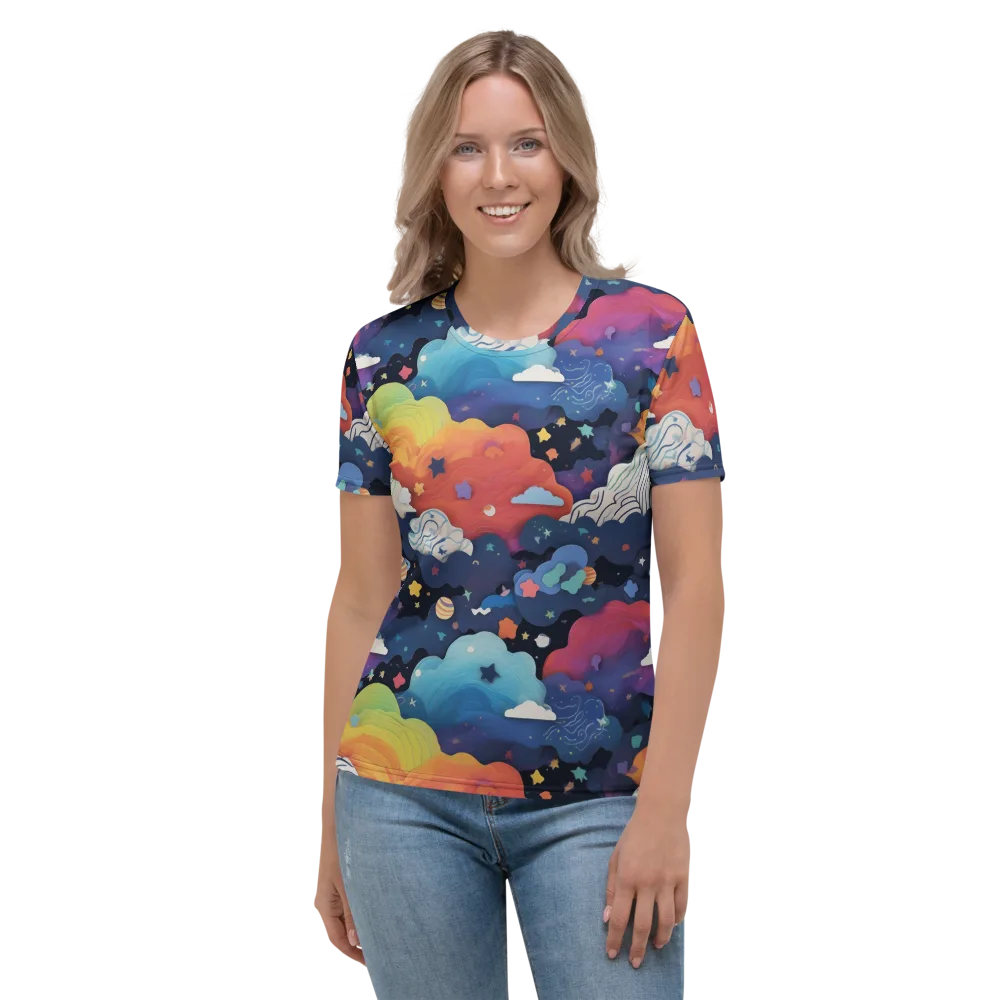 Nebula Rainbow on Women's Crew Neck T-Shirt — Front