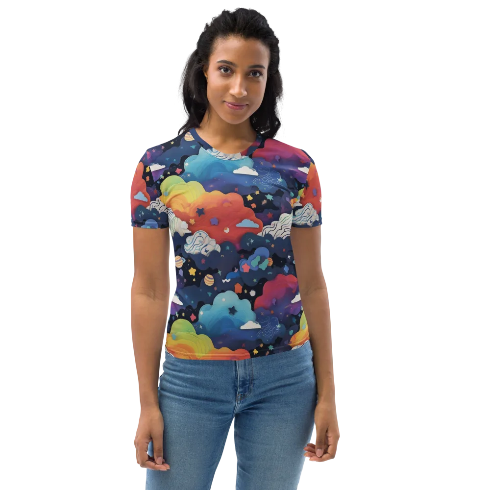 Nebula Rainbow on Women's Crew Neck T-Shirt — Front
