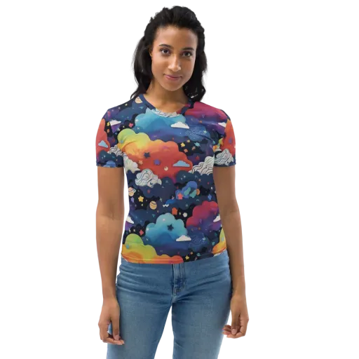 Nebula Rainbow on a Women's Crew Neck T-Shirt