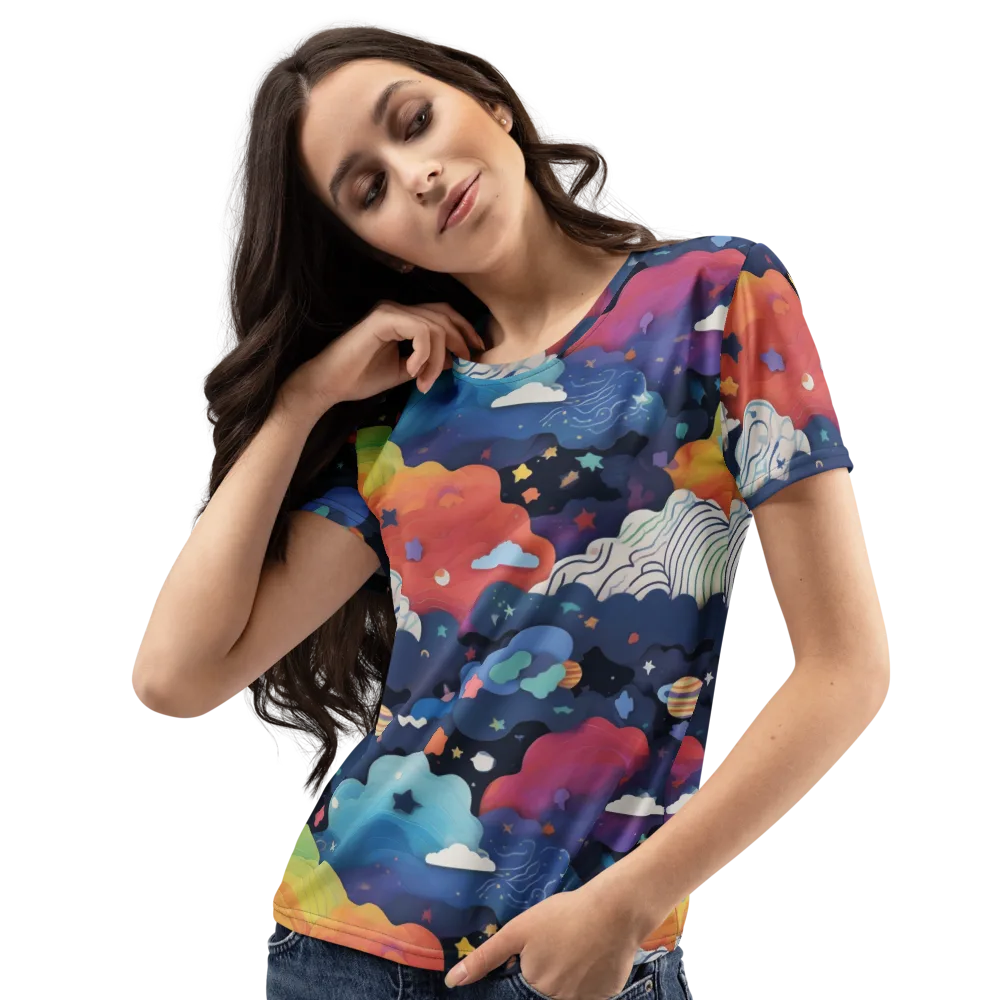 Nebula Rainbow on Women's Crew Neck T-Shirt — Left Front