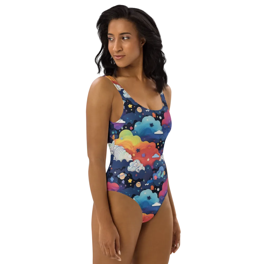 Nebula Rainbow on One-Piece Swimsuit — Right