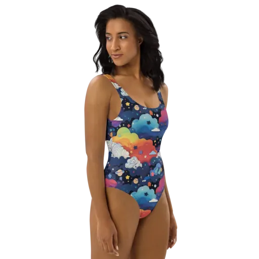 Nebula Rainbow on a One-Piece Swimsuit