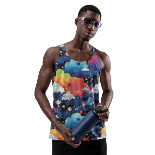 Nebula Rainbow on a Men's Tank Top