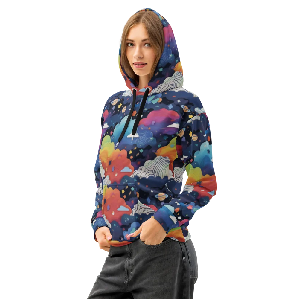 Nebula Rainbow on Cotton Hoodie — Left Front