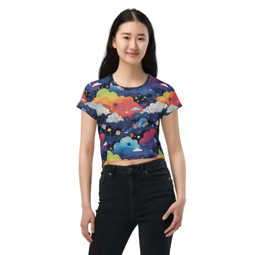 Nebula Rainbow on a Crop Tee