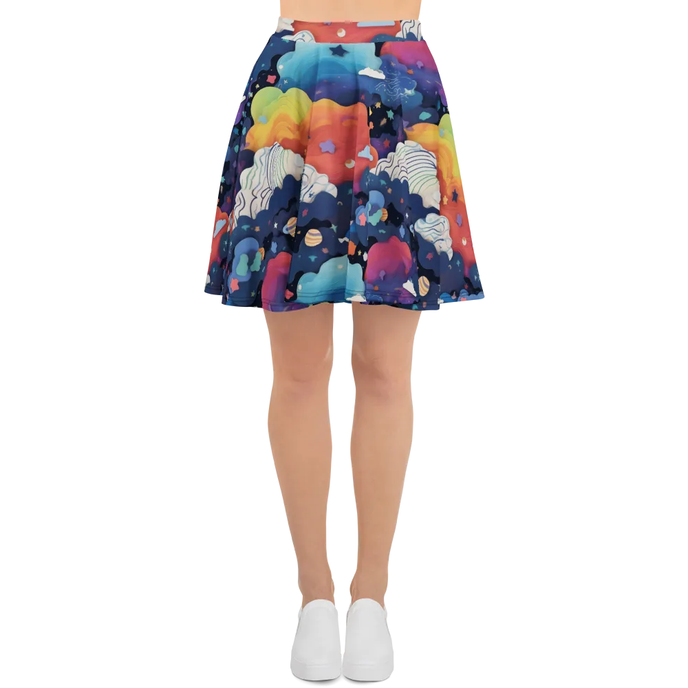 Nebula Rainbow on Skater Skirt — Front