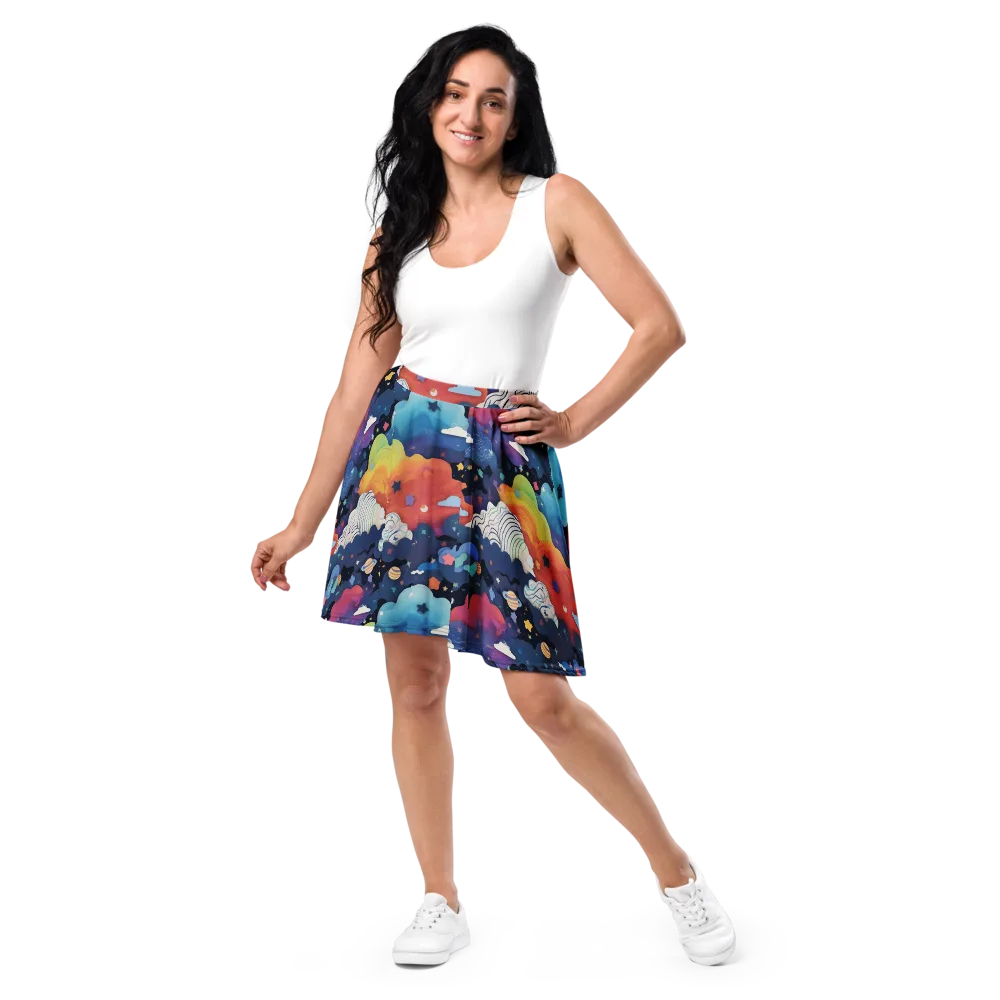 Nebula Rainbow on Skater Skirt — Front