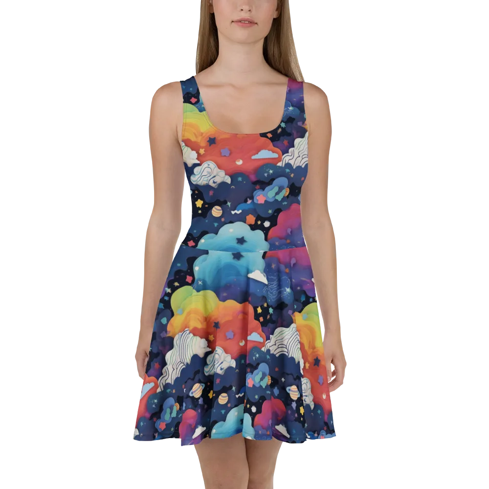 Nebula Rainbow on Skater Dress — Front
