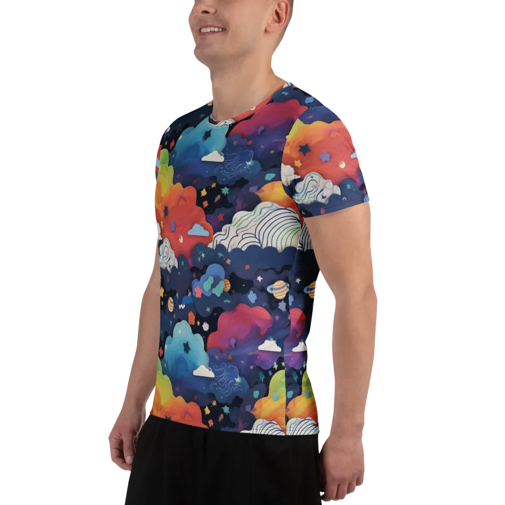 Nebula Rainbow on Men's Athletic T-Shirt — Left