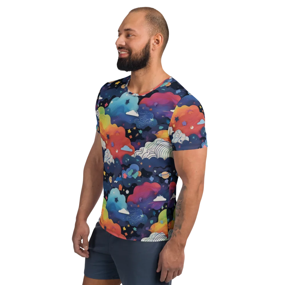 Nebula Rainbow on Men's Athletic T-Shirt — Left