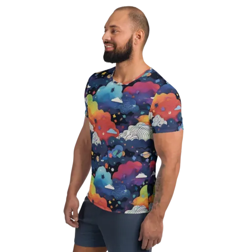 Nebula Rainbow on a Men's Athletic T-Shirt