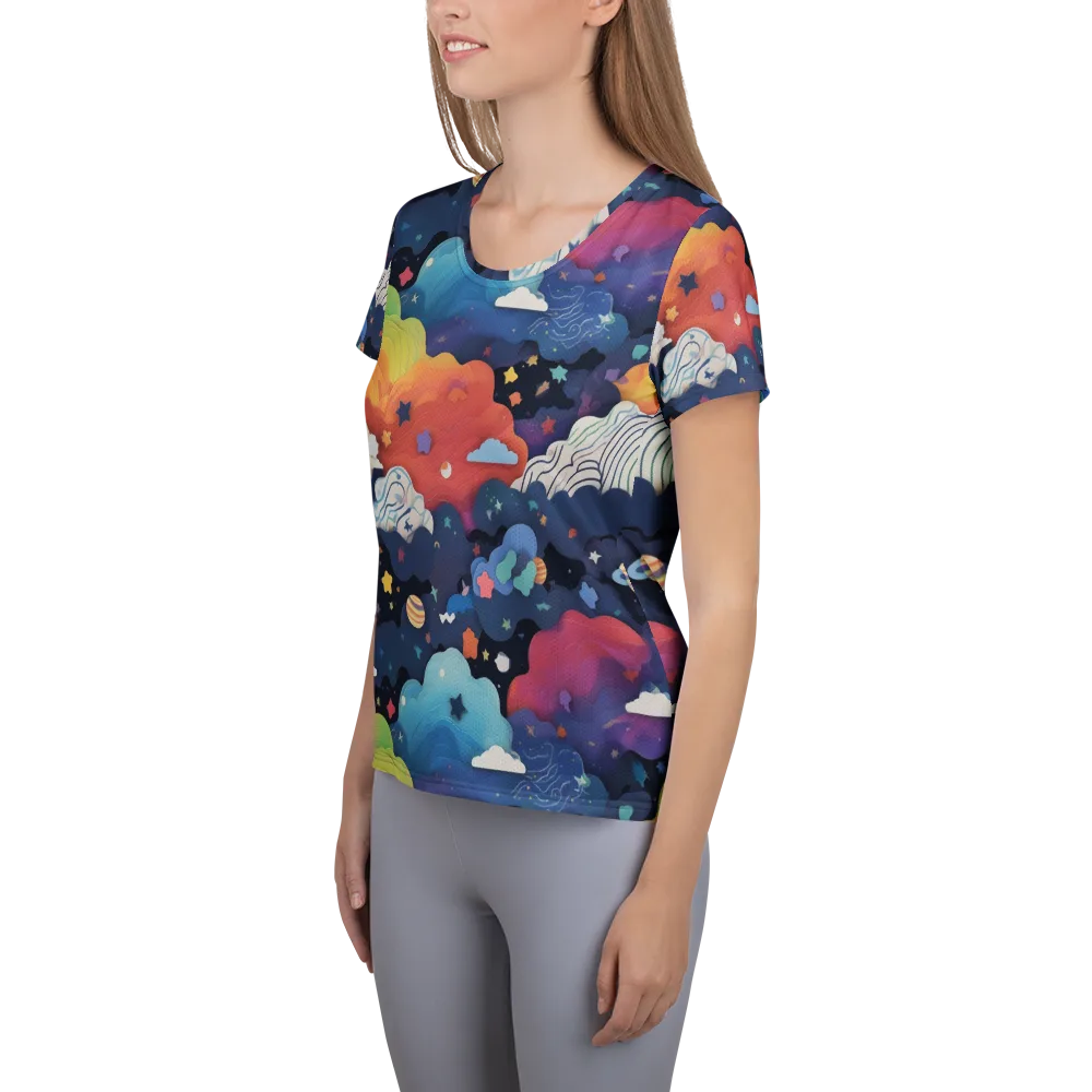 Nebula Rainbow on Women's Athletic T-Shirt — Left