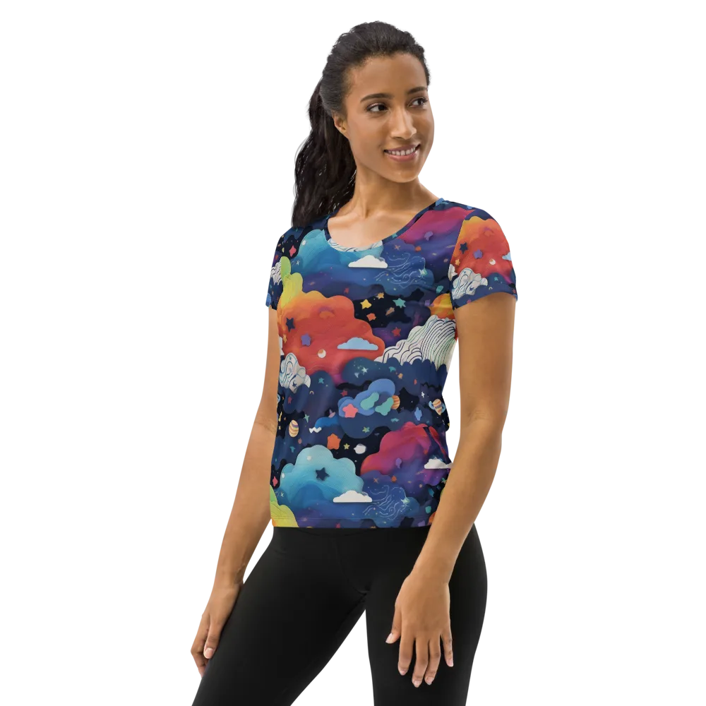 Nebula Rainbow on Women's Athletic T-Shirt — Left