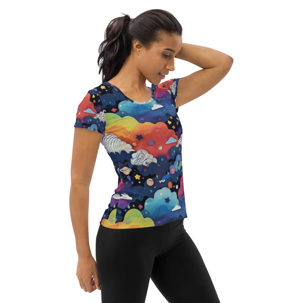 Nebula Rainbow on Women's Athletic T-Shirt — Right