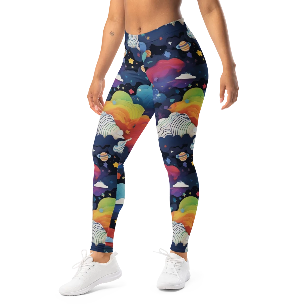 Nebula Rainbow on Leggings — Left Front