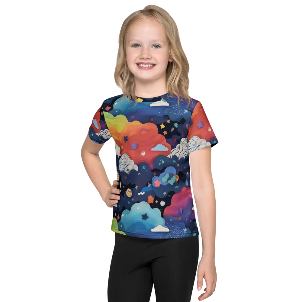 Nebula Rainbow on Kids Crew Neck T-Shirt — Front