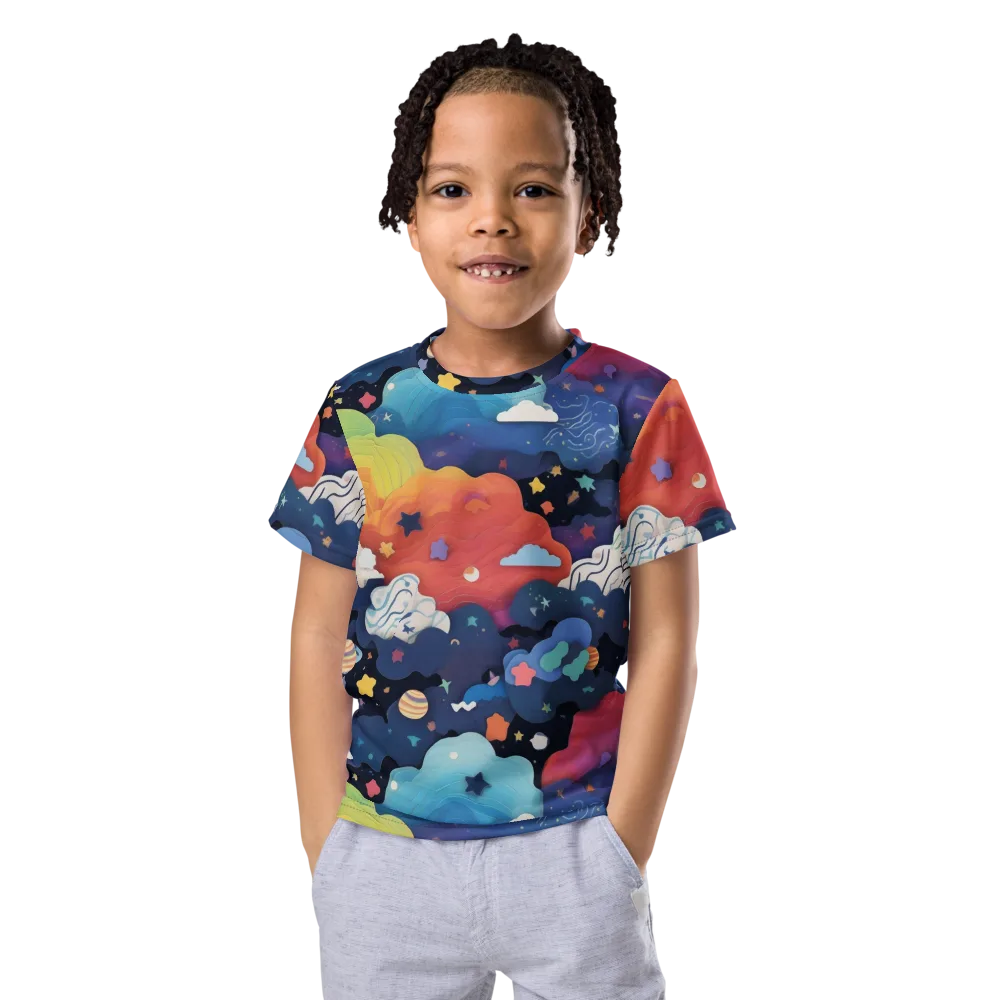 Nebula Rainbow on Kids Crew Neck T-Shirt — Front