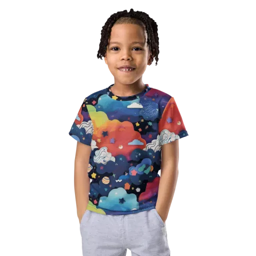 Nebula Rainbow on a Kids Crew Neck T-Shirt