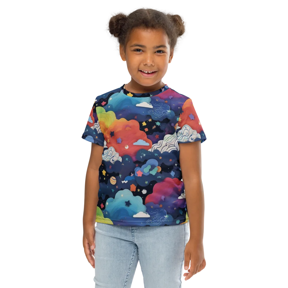 Nebula Rainbow on Kids Crew Neck T-Shirt — Front
