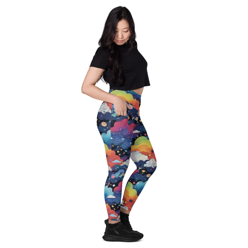 Nebula Rainbow on Leggings with Pockets — Right