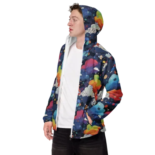 Nebula Rainbow on a Men's Windbreaker
