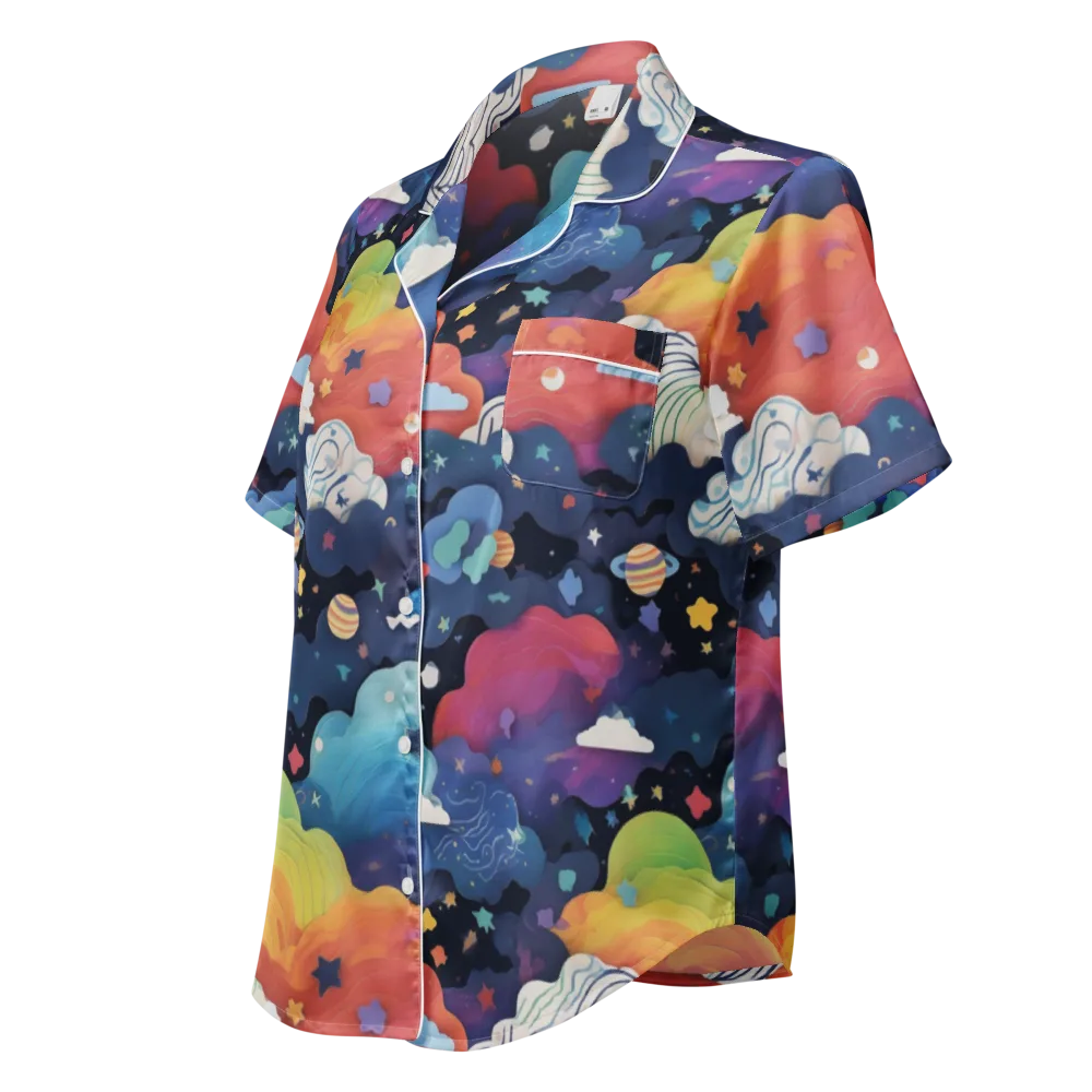 Nebula Rainbow on Women's Short Sleeve Pajama Top — Left Front