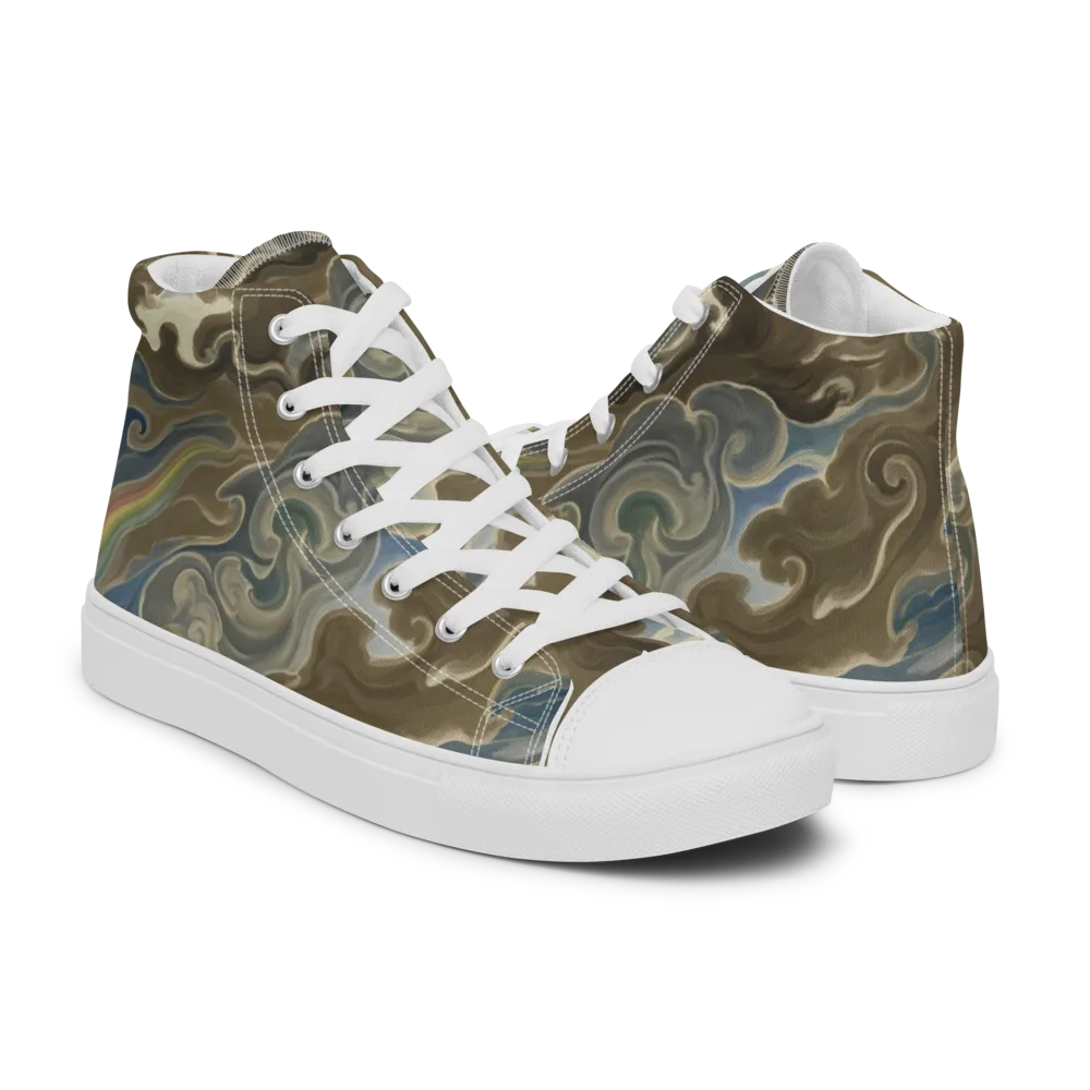 Tempest Scroll on Men's High Top Canvas Shoes — Right