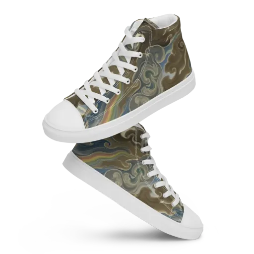 Tempest Scroll on Men's High Top Canvas Shoes