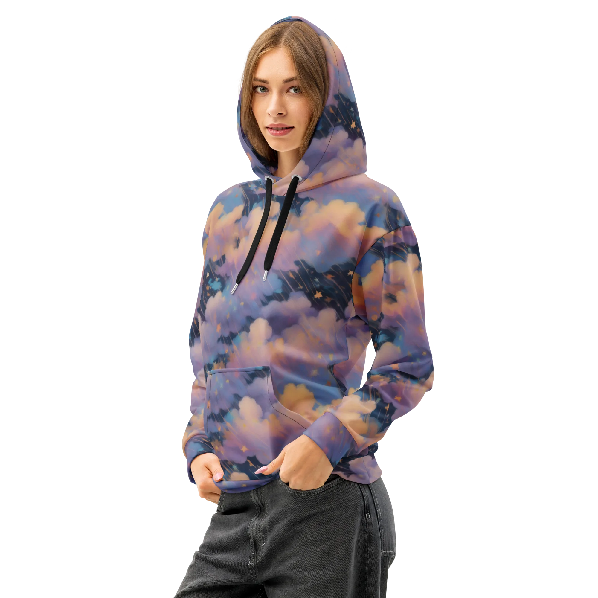 Velvet Comet Drift on Cotton Hoodie — Left Front