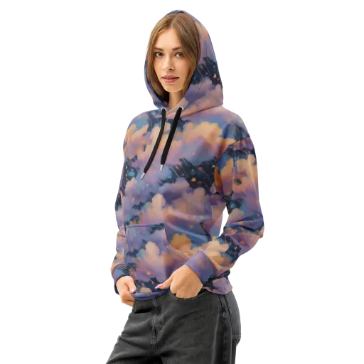 Velvet Comet Drift on a Cotton Hoodie