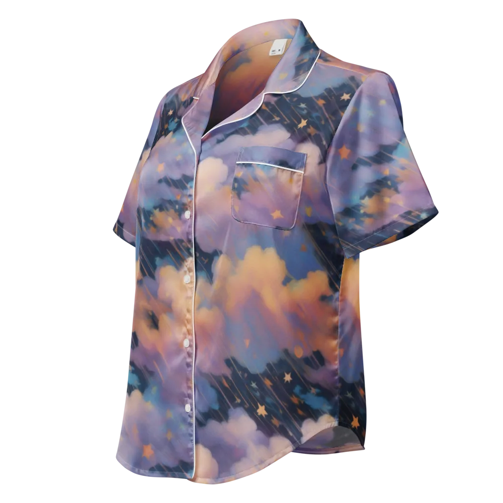 Velvet Comet Drift on Women's Short Sleeve Pajama Top — Left Front