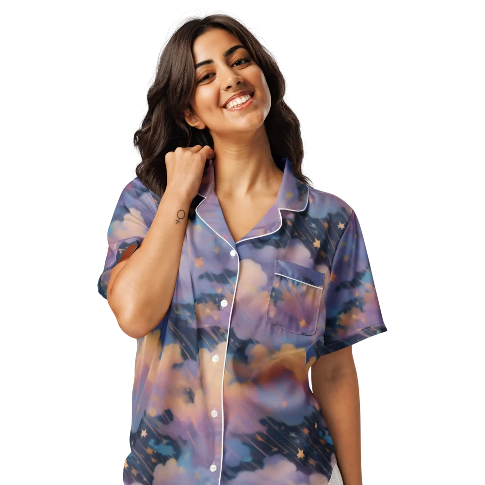 Velvet Comet Drift on Women's Short Sleeve Pajama Top — Front