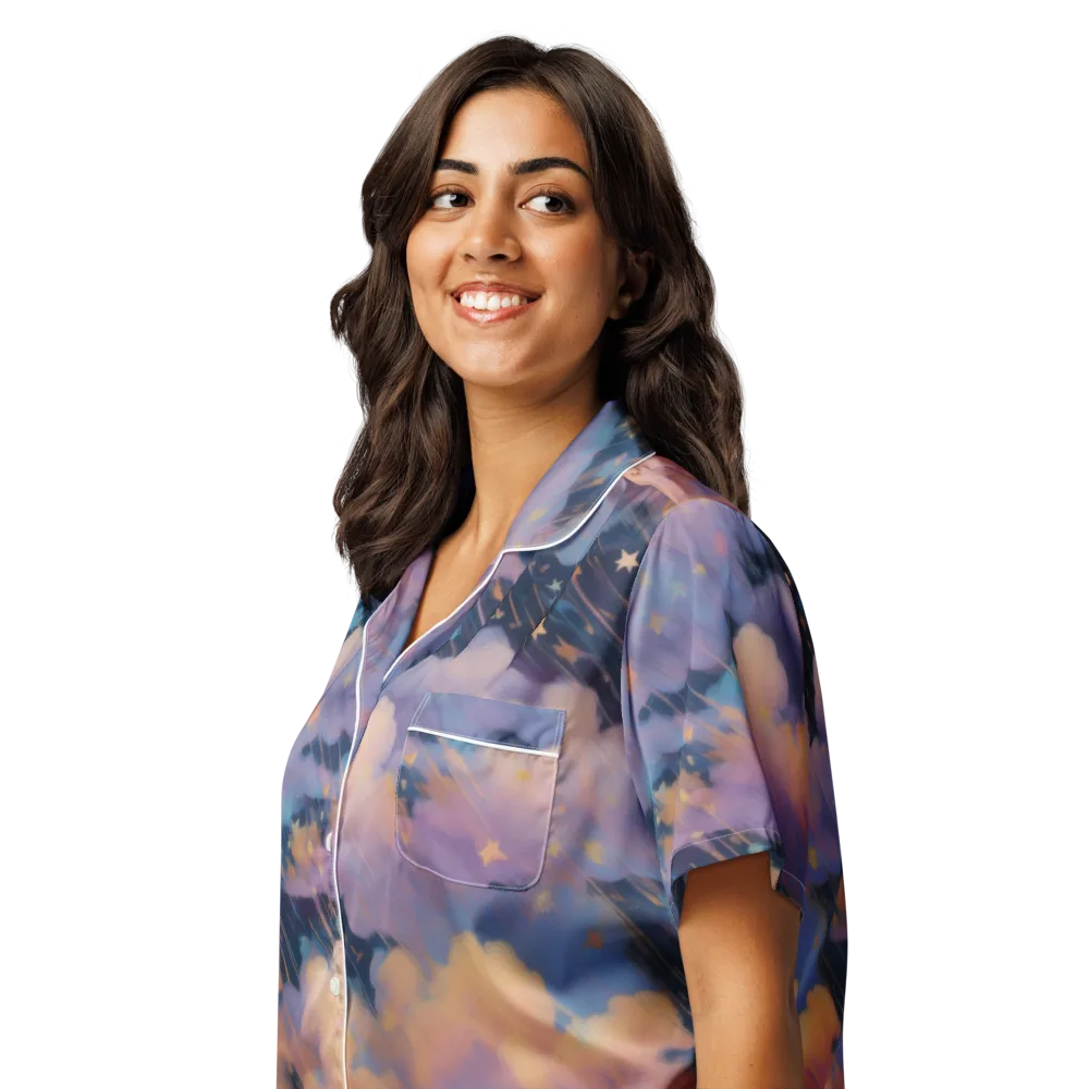 Velvet Comet Drift on Women's Short Sleeve Pajama Top — Left Front