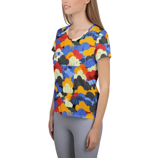 Cloudburst Chromatic on a Women's Athletic T-Shirt