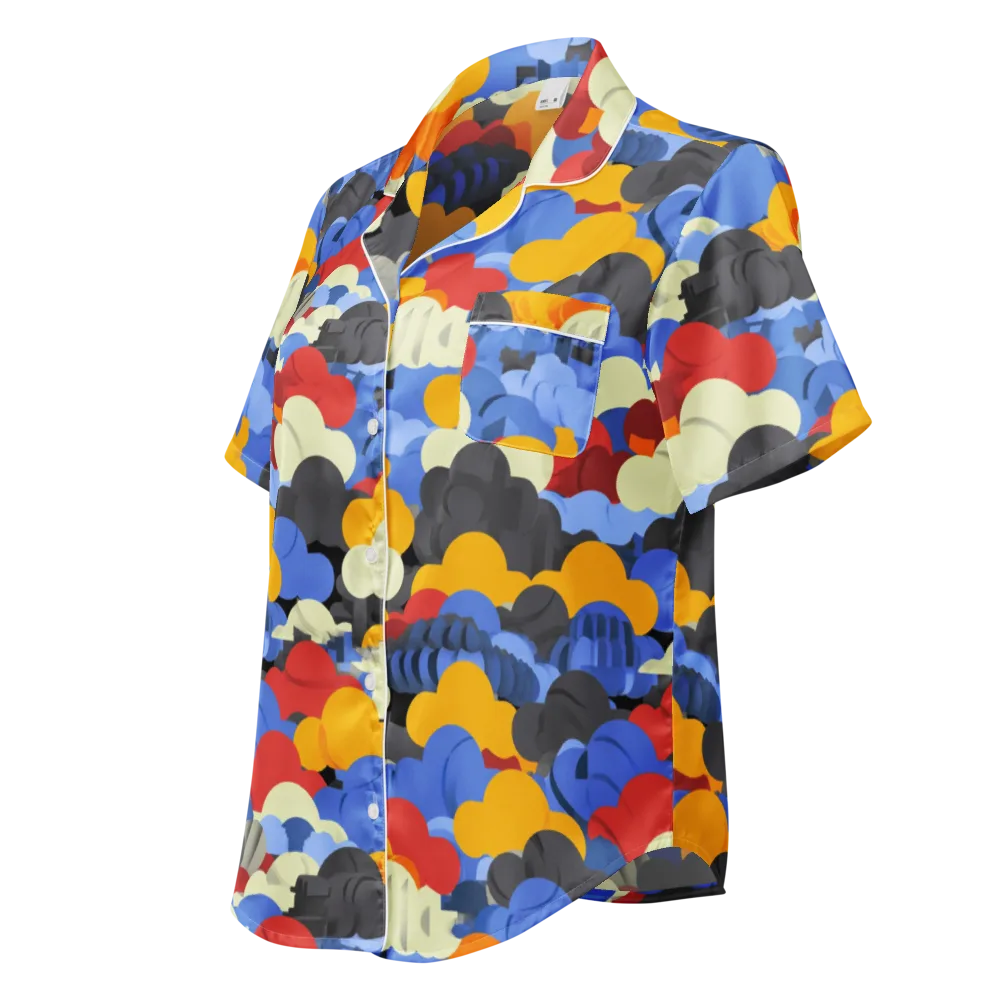 Cloudburst Chromatic on Women's Short Sleeve Pajama Top — Left Front